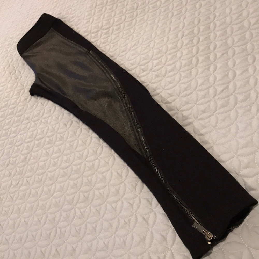 BCBG Skinny Faux Black Leather Zipper Leggings XS